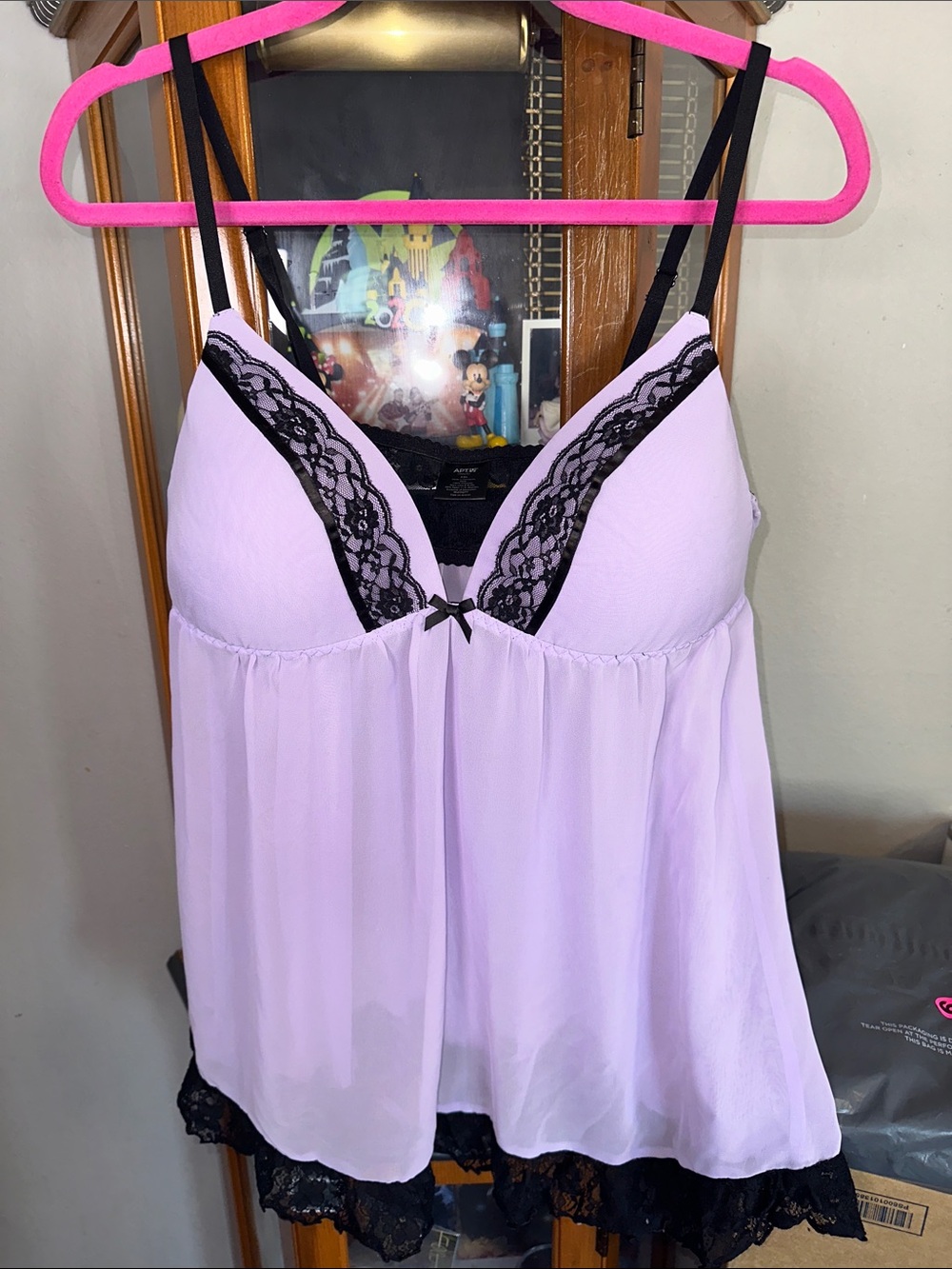 Apt. 9 Lavender Chemise with Black Lace Trim - Picture 2 of 4